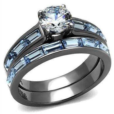 Womens Light Black Ring Anillo Para Mujer Stainless Steel Ring with AAA Grade CZ in Clear Aasta - Jewelry Store by Erik Rayo