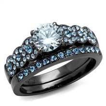 Load image into Gallery viewer, Womens Light Black Ring Anillo Para Mujer Stainless Steel Ring with AAA Grade CZ in Clear Aria - Jewelry Store by Erik Rayo
