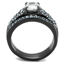 Load image into Gallery viewer, Womens Light Black Ring Anillo Para Mujer Stainless Steel Ring with AAA Grade CZ in Clear Aria - Jewelry Store by Erik Rayo

