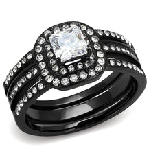 Load image into Gallery viewer, Womens Light Black Ring Anillo Para Mujer Stainless Steel Ring with AAA Grade CZ in Clear Elora - Jewelry Store by Erik Rayo
