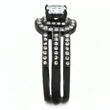 Load image into Gallery viewer, Womens Light Black Ring Anillo Para Mujer Stainless Steel Ring with AAA Grade CZ in Clear Elora - Jewelry Store by Erik Rayo
