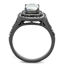 Load image into Gallery viewer, Womens Light Black Ring Anillo Para Mujer Stainless Steel Ring with AAA Grade CZ in Clear Lorna - Jewelry Store by Erik Rayo
