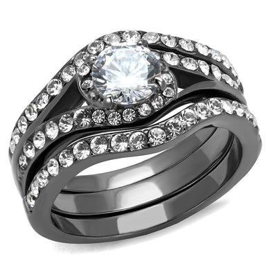 Womens Light Black Ring Anillo Para Mujer Stainless Steel Ring with AAA Grade CZ in Clear Syria - Jewelry Store by Erik Rayo