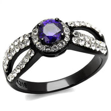 Load image into Gallery viewer, Womens Light Black Ring Anillo Para Mujer Stainless Steel Ring with AAA Grade CZ in Tanzanite Agnes - Jewelry Store by Erik Rayo

