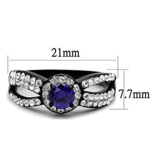 Load image into Gallery viewer, Womens Light Black Ring Anillo Para Mujer Stainless Steel Ring with AAA Grade CZ in Tanzanite Agnes - Jewelry Store by Erik Rayo

