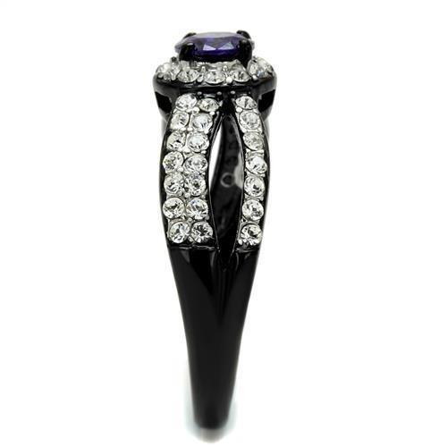 Light Black Rings for Women Anillo Para Mujer Stainless Steel Ring with AAA Grade CZ in Tanzanite Agnes - Jewelry Store by Erik Rayo
