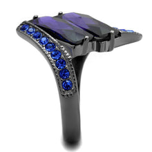 Load image into Gallery viewer, Womens Light Black Ring Anillo Para Mujer Stainless Steel Ring with AAA Grade CZ in Tanzanite Britta - Jewelry Store by Erik Rayo
