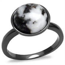 Load image into Gallery viewer, Womens Light Black Ring Anillo Para Mujer Stainless Steel Ring with Semi-Precious Hematite in Multi Color Aayla - Jewelry Store by Erik Rayo

