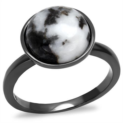 Womens Light Black Ring Anillo Para Mujer Stainless Steel Ring with Semi-Precious Hematite in Multi Color Aayla - Jewelry Store by Erik Rayo