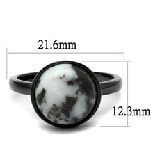 Load image into Gallery viewer, Womens Light Black Ring Anillo Para Mujer Stainless Steel Ring with Semi-Precious Hematite in Multi Color Aayla - Jewelry Store by Erik Rayo
