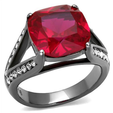 Womens Light Black Ring Anillo Para Mujer Stainless Steel Ring with Synthetic Corundum in Ruby Soraya - Jewelry Store by Erik Rayo