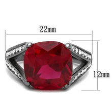 Load image into Gallery viewer, Womens Light Black Ring Anillo Para Mujer Stainless Steel Ring with Synthetic Corundum in Ruby Soraya - Jewelry Store by Erik Rayo
