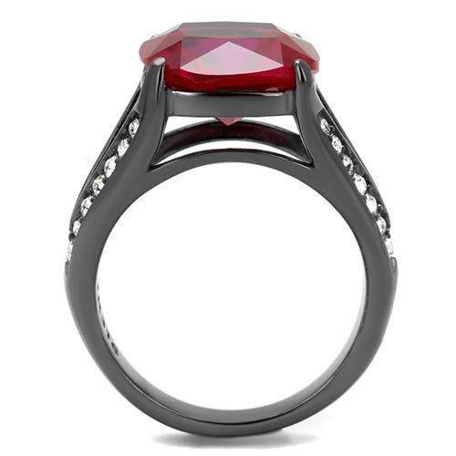 Light Black Rings for Women Anillo Para Mujer Stainless Steel Ring with Synthetic Corundum in Ruby Soraya - Jewelry Store by Erik Rayo