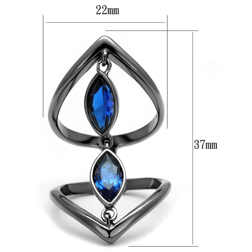 Light Black Rings for Women Anillo Para Mujer Stainless Steel Ring with Synthetic Spinel in London Blue Ancy - Jewelry Store by Erik Rayo