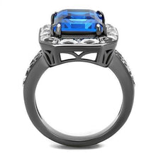 Load image into Gallery viewer, Womens Light Black Ring Anillo Para Mujer Stainless Steel Ring with Top Grade Crystal in Capri Blue Sloana - Jewelry Store by Erik Rayo
