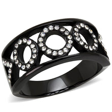 Load image into Gallery viewer, Womens Light Black Ring Anillo Para Mujer Stainless Steel Ring with Top Grade Crystal in Clear Diem - Jewelry Store by Erik Rayo
