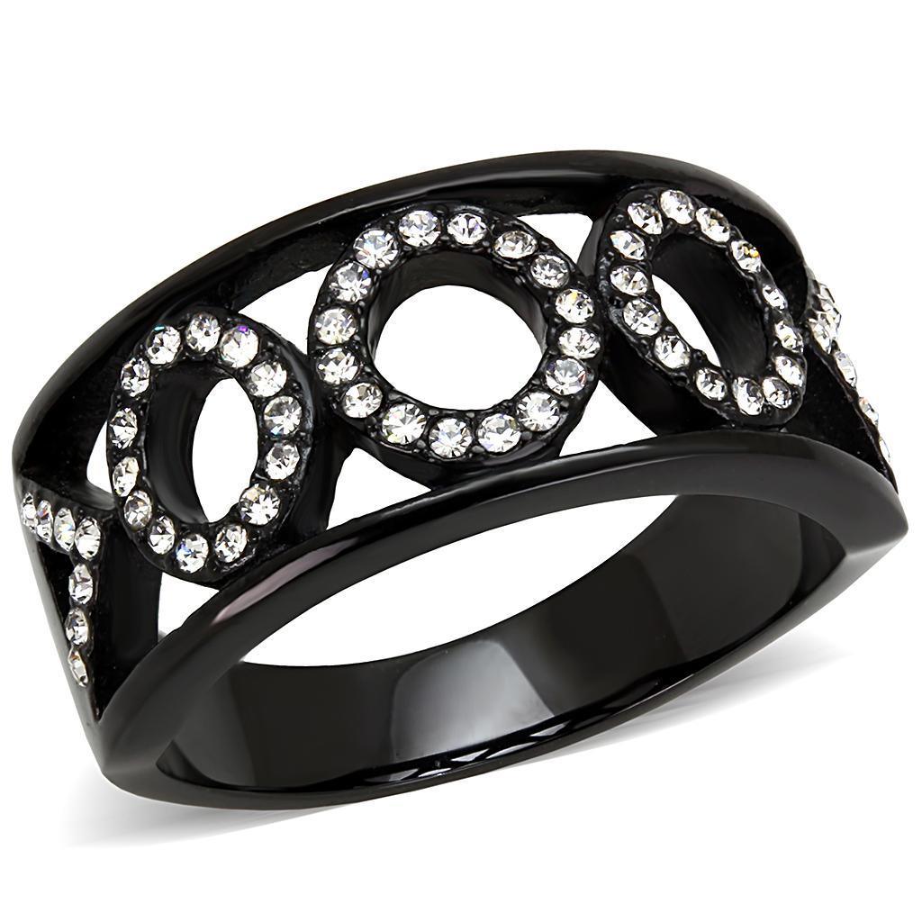Womens Light Black Ring Anillo Para Mujer Stainless Steel Ring with Top Grade Crystal in Clear Diem - Jewelry Store by Erik Rayo