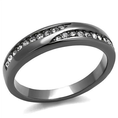 Womens Light Black Ring Anillo Para Mujer Stainless Steel Ring with Top Grade Crystal in Clear Pearla - Jewelry Store by Erik Rayo