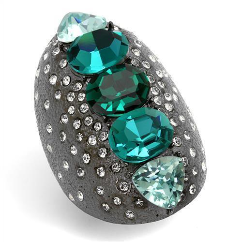 Womens Light Black Ring Anillo Para Mujer Stainless Steel Ring with Top Grade Crystal in Multi Color Lena - Jewelry Store by Erik Rayo