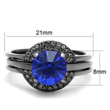 Load image into Gallery viewer, Womens Light Black Ring Anillo Para Mujer Stainless Steel Ring with Top Grade Crystal in Sapphire Adah - Jewelry Store by Erik Rayo
