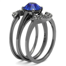 Load image into Gallery viewer, Womens Light Black Ring Anillo Para Mujer Stainless Steel Ring with Top Grade Crystal in Sapphire Adah - Jewelry Store by Erik Rayo
