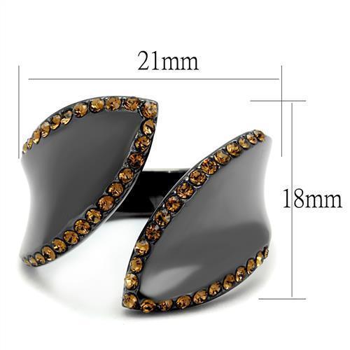 Light Black Rings for Women Anillo Para Mujer Stainless Steel Ring with Top Grade Crystal in Smoked Quartz Flora - Jewelry Store by Erik Rayo