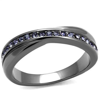 Womens Light Black Ring Anillo Para Mujer Stainless Steel Ring with Top Grade Crystal in Tanzanite Olga - Jewelry Store by Erik Rayo