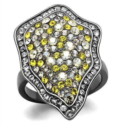 Womens Ligth Black Ring Anillo Para Mujer Girls 316L Stainless Steel Ring with Top Grade Crystal in Multi Color Quinn - Jewelry Store by Erik Rayo