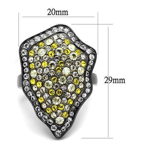 Womens Ligth Black Ring Anillo Para Mujer Girls 316L Stainless Steel Ring with Top Grade Crystal in Multi Color Quinn - Jewelry Store by Erik Rayo
