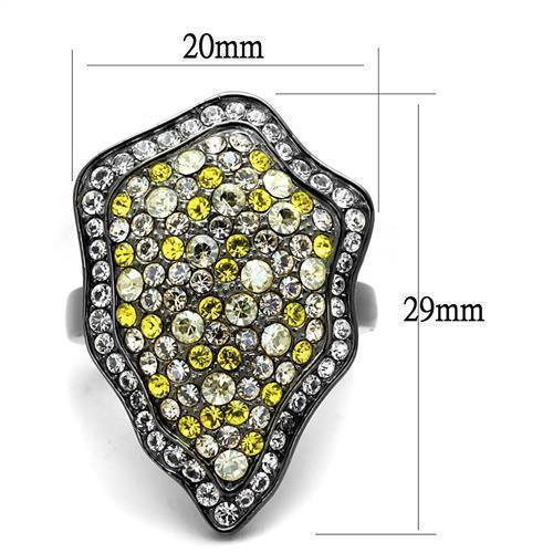 Womens Ligth Black Ring Anillo Para Mujer Stainless Steel Ring with Top Grade Crystal in Multi Color Quinn - Jewelry Store by Erik Rayo