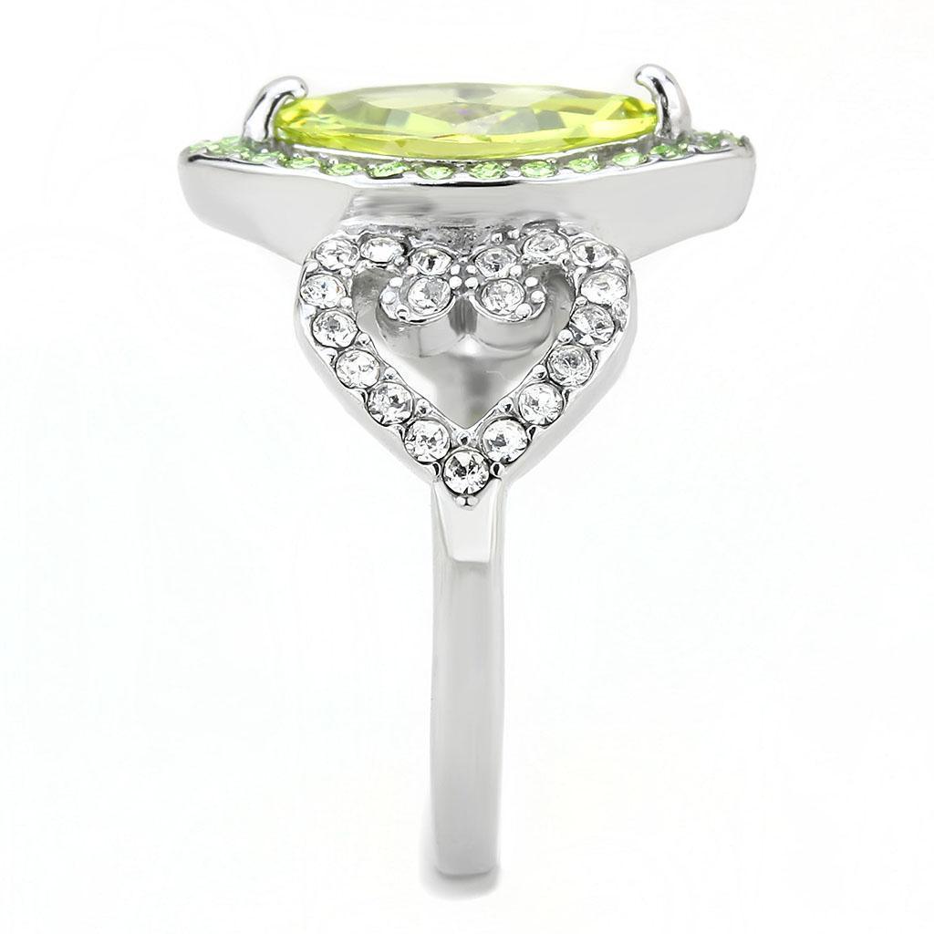 Womens Ring Anillo Para Mujer 316L Stainless Steel Ring with AAA Grade CZ in Light Green color - Jewelry Store by Erik Rayo