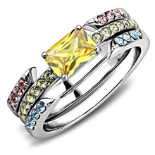 Load image into Gallery viewer, Womens Ring Anillo Para Mujer Unisex 316L Stainless Steel Ring with AAA Grade CZ in Topaz - Jewelry Store by Erik Rayo
