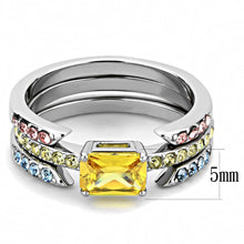 Load image into Gallery viewer, Womens Ring Anillo Para Mujer Unisex 316L Stainless Steel Ring with AAA Grade CZ in Topaz - Jewelry Store by Erik Rayo
