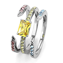 Load image into Gallery viewer, Womens Ring Anillo Para Mujer Unisex 316L Stainless Steel Ring with AAA Grade CZ in Topaz - Jewelry Store by Erik Rayo
