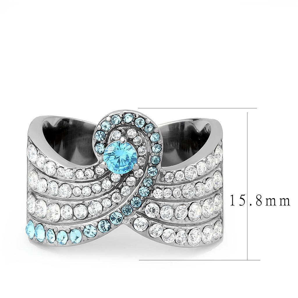 Rings for Women Anillo Para Mujer Stainless Steel Ring with AAA Grade CZ in Sea Blue - Jewelry Store by Erik Rayo