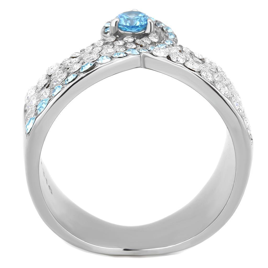 Rings for Women Anillo Para Mujer Stainless Steel Ring with AAA Grade CZ in Sea Blue - Jewelry Store by Erik Rayo