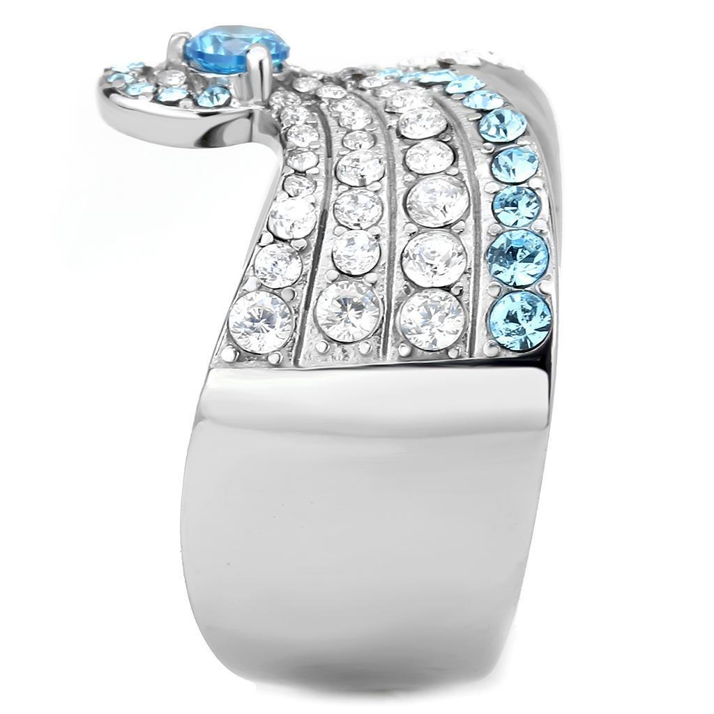Rings for Women Anillo Para Mujer Stainless Steel Ring with AAA Grade CZ in Sea Blue - Jewelry Store by Erik Rayo