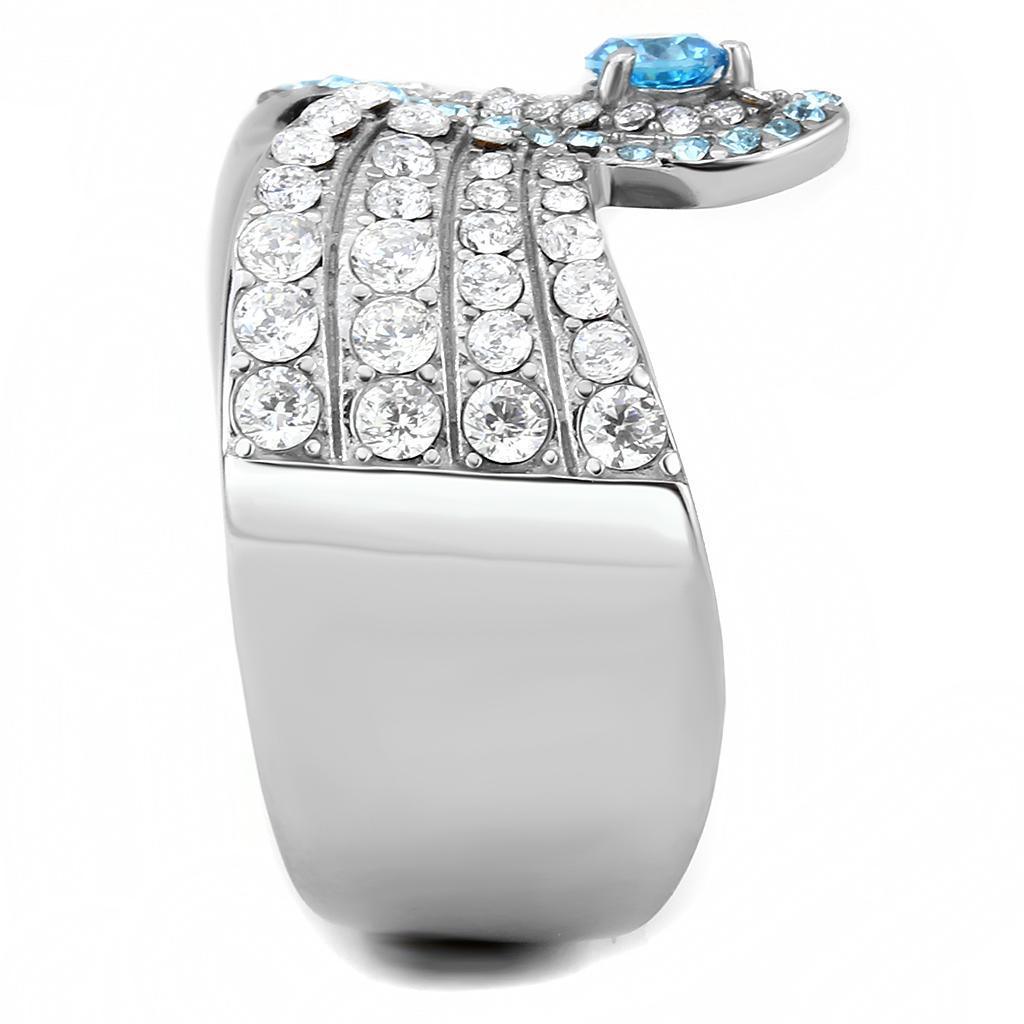 Rings for Women Anillo Para Mujer Stainless Steel Ring with AAA Grade CZ in Sea Blue - Jewelry Store by Erik Rayo
