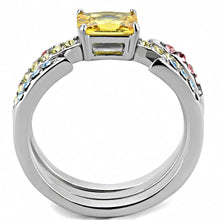 Load image into Gallery viewer, Womens Ring Anillo Para Mujer Stainless Steel Ring with AAA Grade CZ in Topaz - Jewelry Store by Erik Rayo
