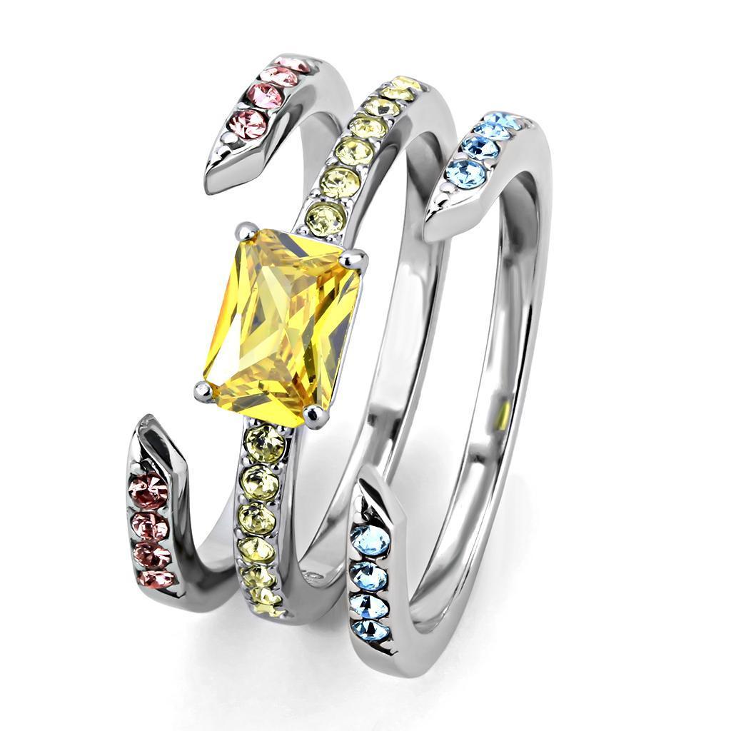 Rings for Women Anillo Para Mujer Stainless Steel Ring with AAA Grade CZ in Topaz - Jewelry Store by Erik Rayo