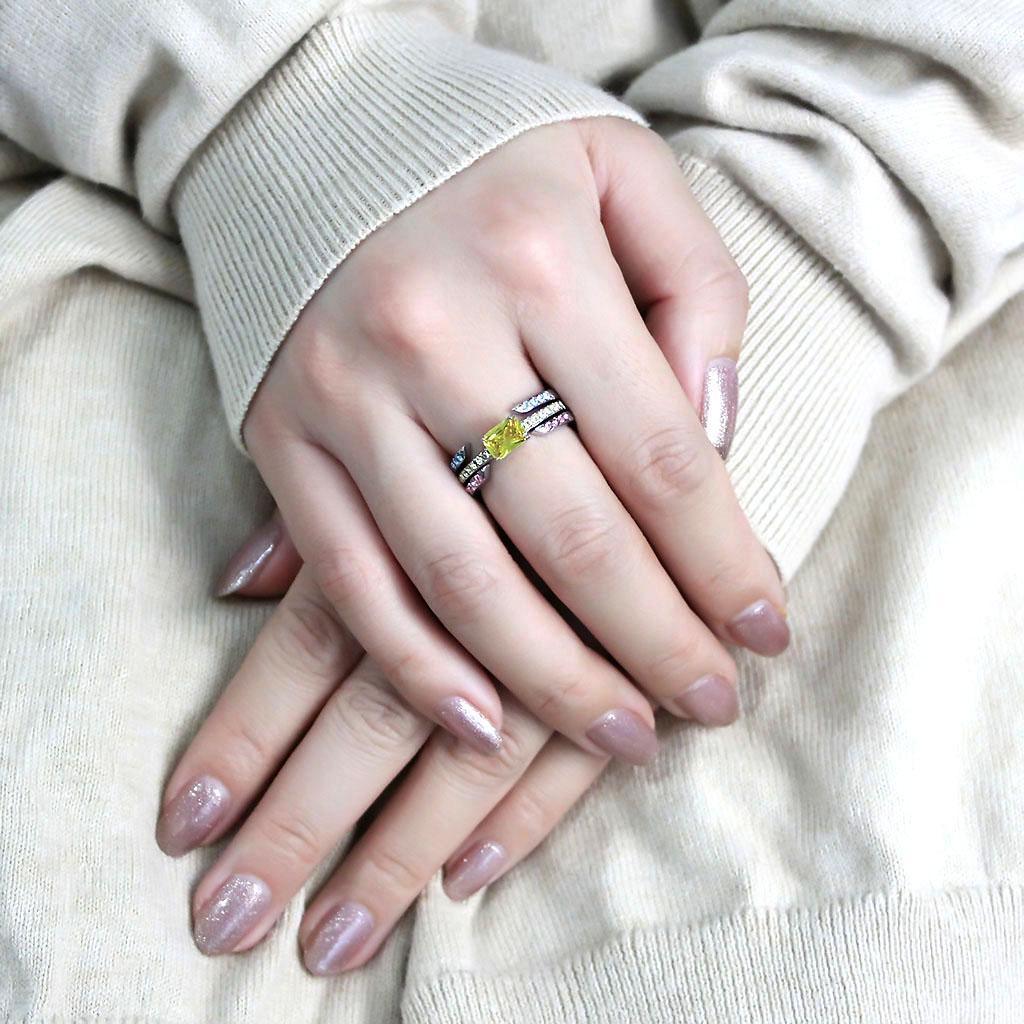 Rings for Women Anillo Para Mujer Stainless Steel Ring with AAA Grade CZ in Topaz - Jewelry Store by Erik Rayo