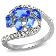 Load image into Gallery viewer, Womens Ring Anillo Para Mujer Stainless Steel Ring with Glass in Sapphire - Jewelry Store by Erik Rayo
