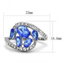 Load image into Gallery viewer, Womens Ring Anillo Para Mujer Stainless Steel Ring with Glass in Sapphire - Jewelry Store by Erik Rayo
