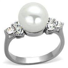Load image into Gallery viewer, Womens Ring Anillo Para Mujer Stainless Steel Ring with Synthetic Pearl in White - Jewelry Store by Erik Rayo
