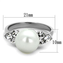 Load image into Gallery viewer, Womens Ring Anillo Para Mujer Stainless Steel Ring with Synthetic Pearl in White - Jewelry Store by Erik Rayo

