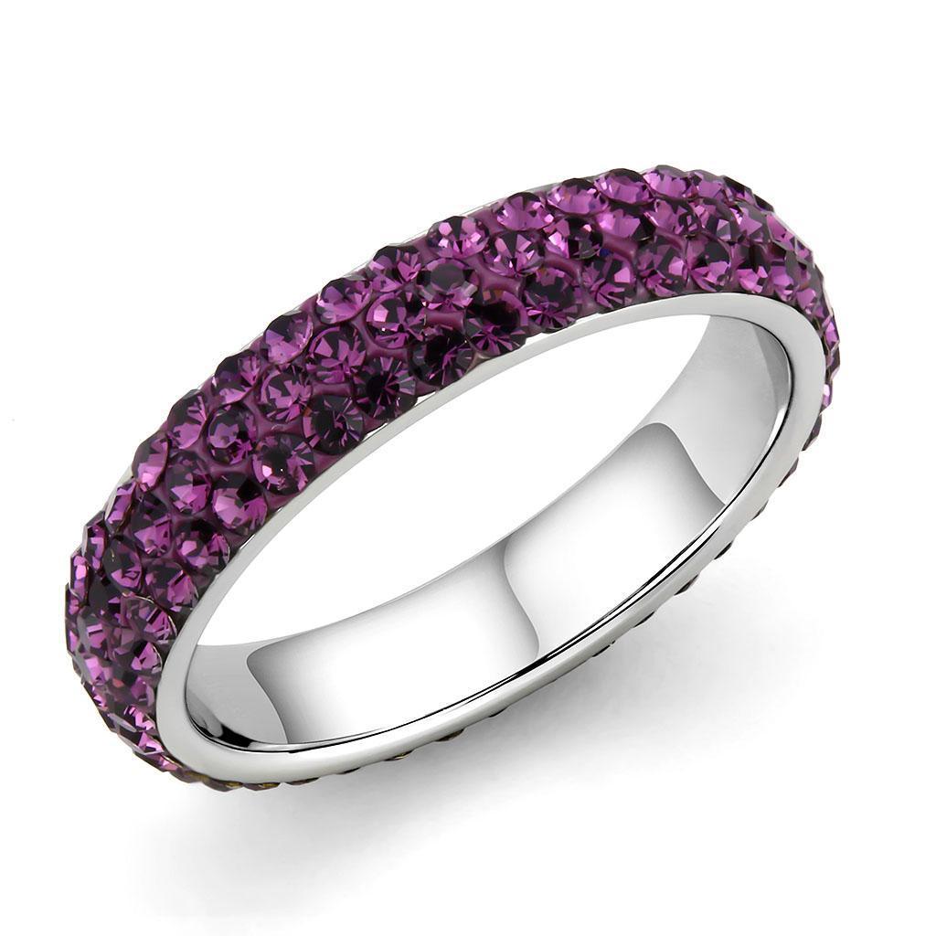 Rings for Women Anillo Para Mujer Stainless Steel Ring with Top Grade Crystal in Amethyst - Jewelry Store by Erik Rayo