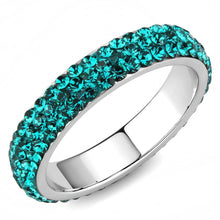 Load image into Gallery viewer, Womens Ring Anillo Para Mujer Stainless Steel Ring with Top Grade Crystal in Blue Zircon - Jewelry Store by Erik Rayo
