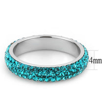 Load image into Gallery viewer, Womens Ring Anillo Para Mujer Stainless Steel Ring with Top Grade Crystal in Blue Zircon - Jewelry Store by Erik Rayo
