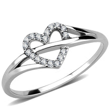 Load image into Gallery viewer, Womens Ring Arrowed Heart Stainless Steel Ring with AAA Grade CZ in Clear - Jewelry Store by Erik Rayo
