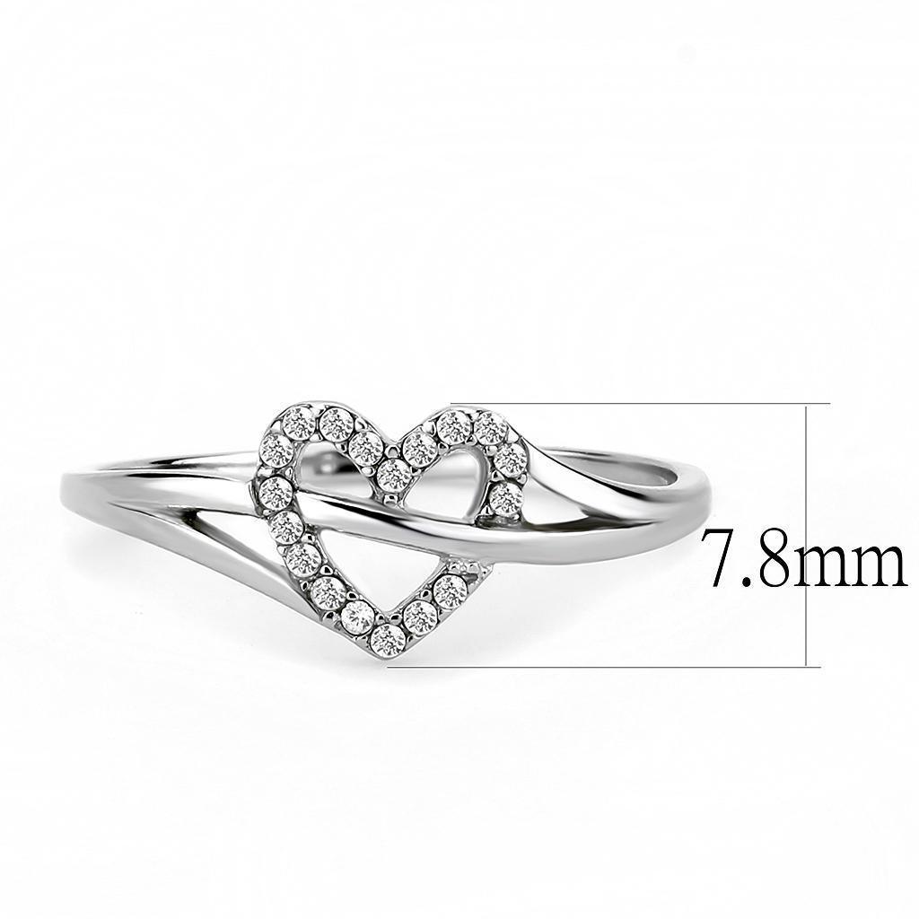 Rings for Women Arrowed Heart Stainless Steel Ring with AAA Grade CZ in Clear - Jewelry Store by Erik Rayo